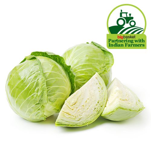 Fresho Cabbage Small - Grade A/Muttai Kosu, 1 pc (approx. 500 g to 800 g)