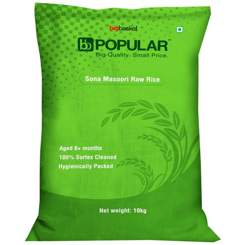 bb Popular Rice - Raw, Sona Masoori, 10 kg (6 - 11 Months Old)