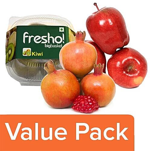 Fresho Apple - Washington 4 pcs + Kiwi - Green 3 pcs + Pomegranate 4 pcs, Combo 3 Items