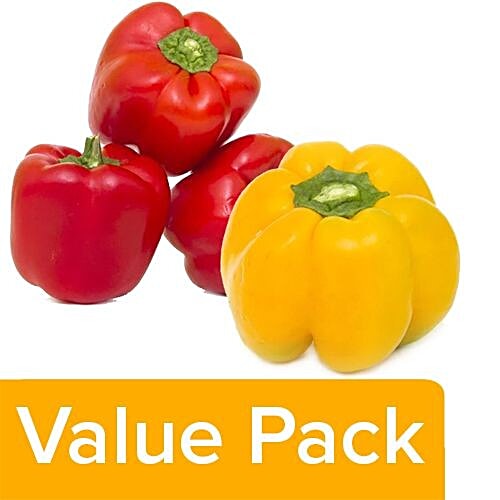 Fresho Capsicum Red & Yellow 250 gm Each, Combo (2 Items)