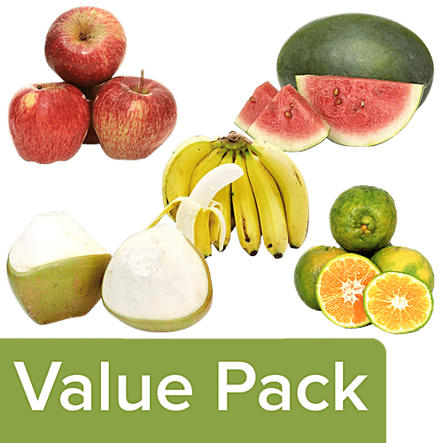 Fresho Apple Shimla + Banana Robusta + Orange Nagpur+ Tender Coconut+ Watermelon Small, Combo 5 Items
