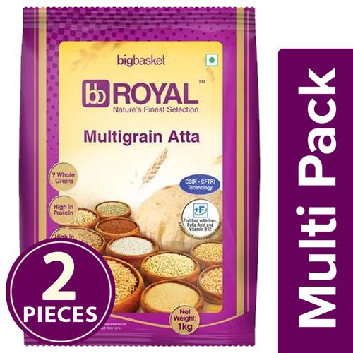 bb Royal Multigrain Atta - Fortified, 2x1 kg Multipack