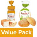 Fresho White Sandwich Bread Safe Preservative Free 400g + Burger Buns 150 g (Pack of 2), Combo 2 Pcs
