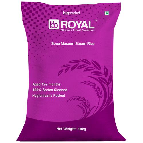 bb Royal Sona Masoori Steam Rice/Niravi Arisi, 10 kg (6 - 9 Months Old)